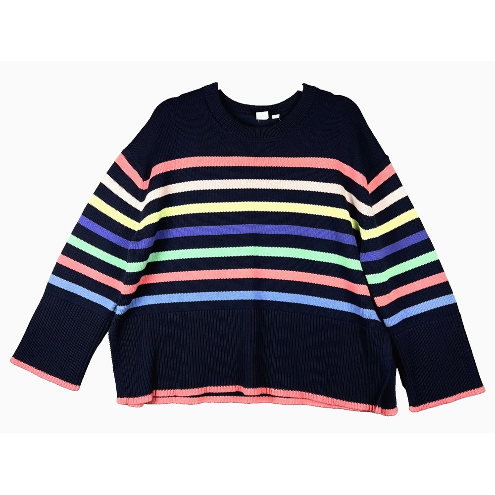 GAP Long Sleeve Multi Color‎ Women's Sweater Size L 100% Cotton Preppy Casual